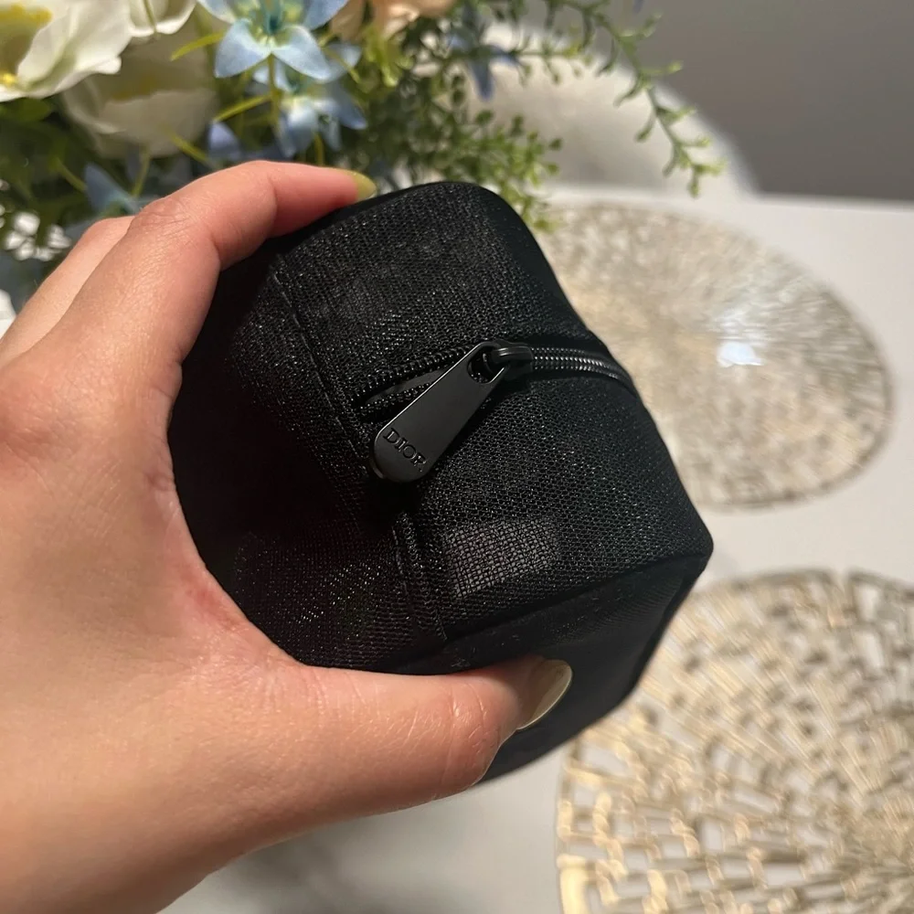 Dior Black Mesh Logo Cosmetic Pouch